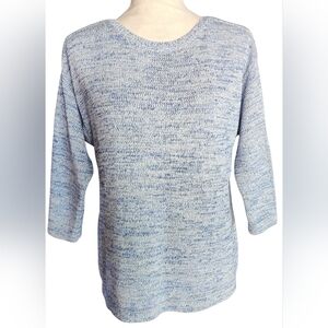 Chico's Heather Blue Pullover Sweater 3/4 Sleeves Women's M